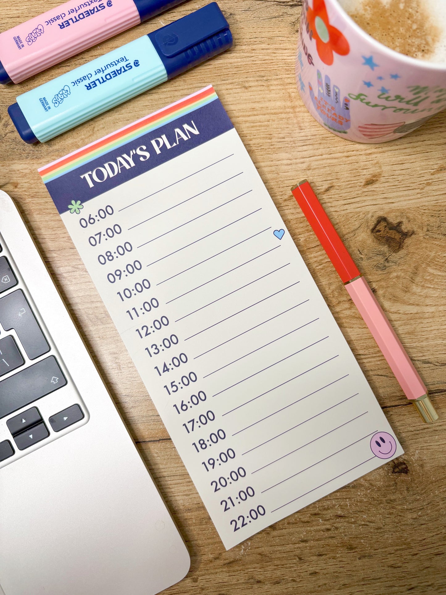 Stylish rainbow daily time management notepad