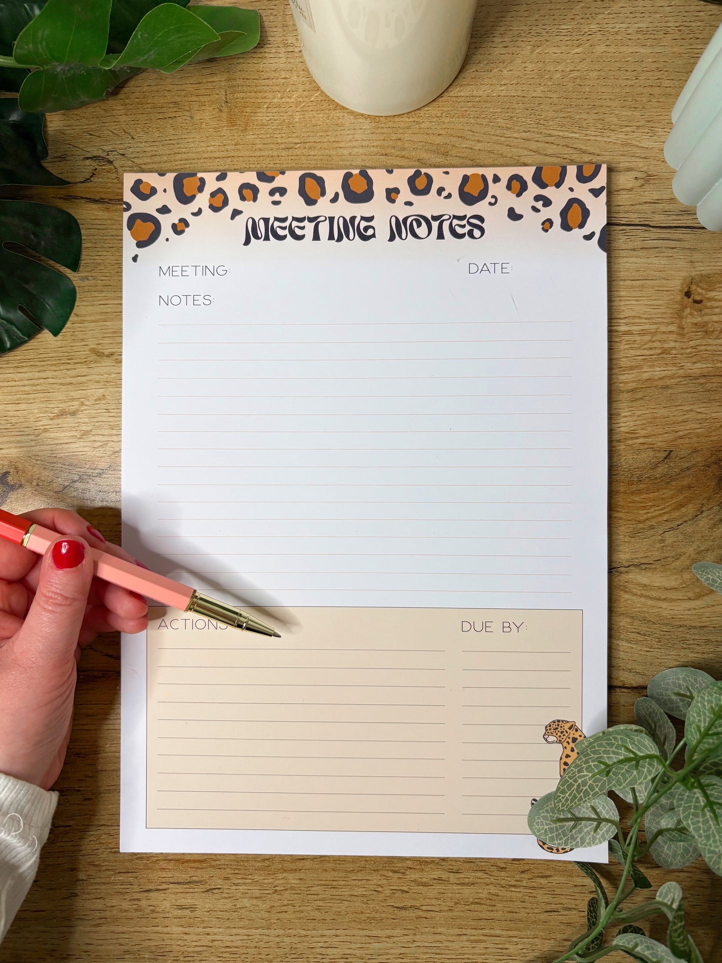 Stylish animal print career productivity notepad