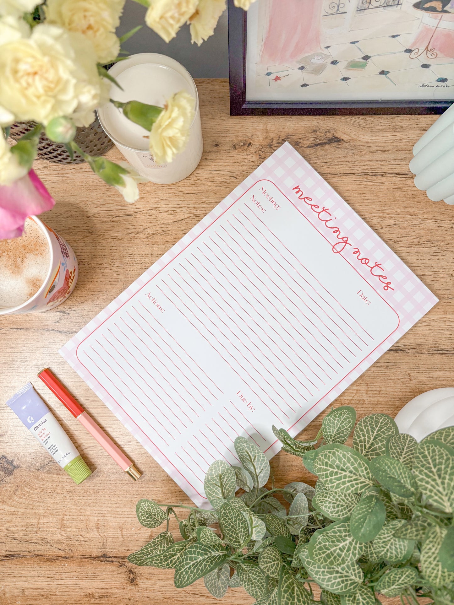 Girly feminine career productivity note-taking notepad
