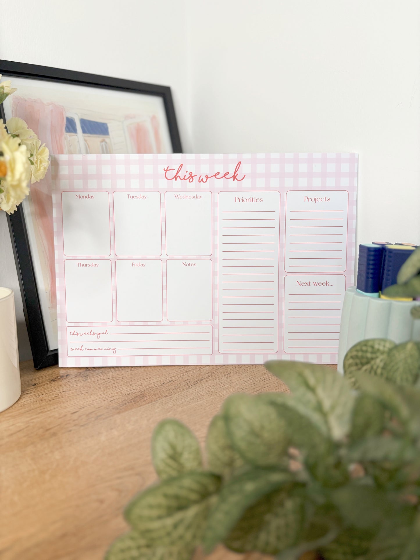 Girly feminine productivity time management planner