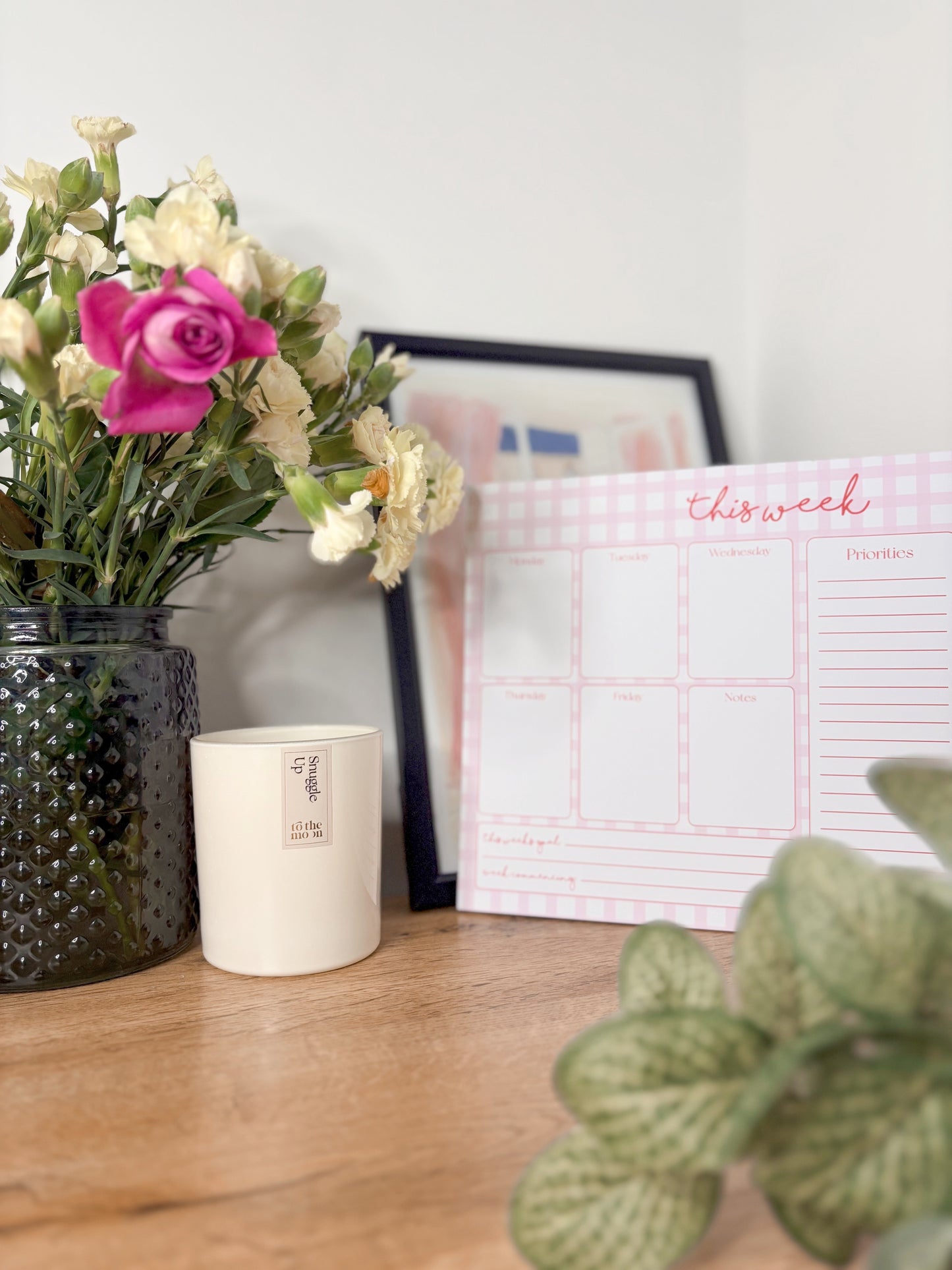Girly feminine productivity time management planner