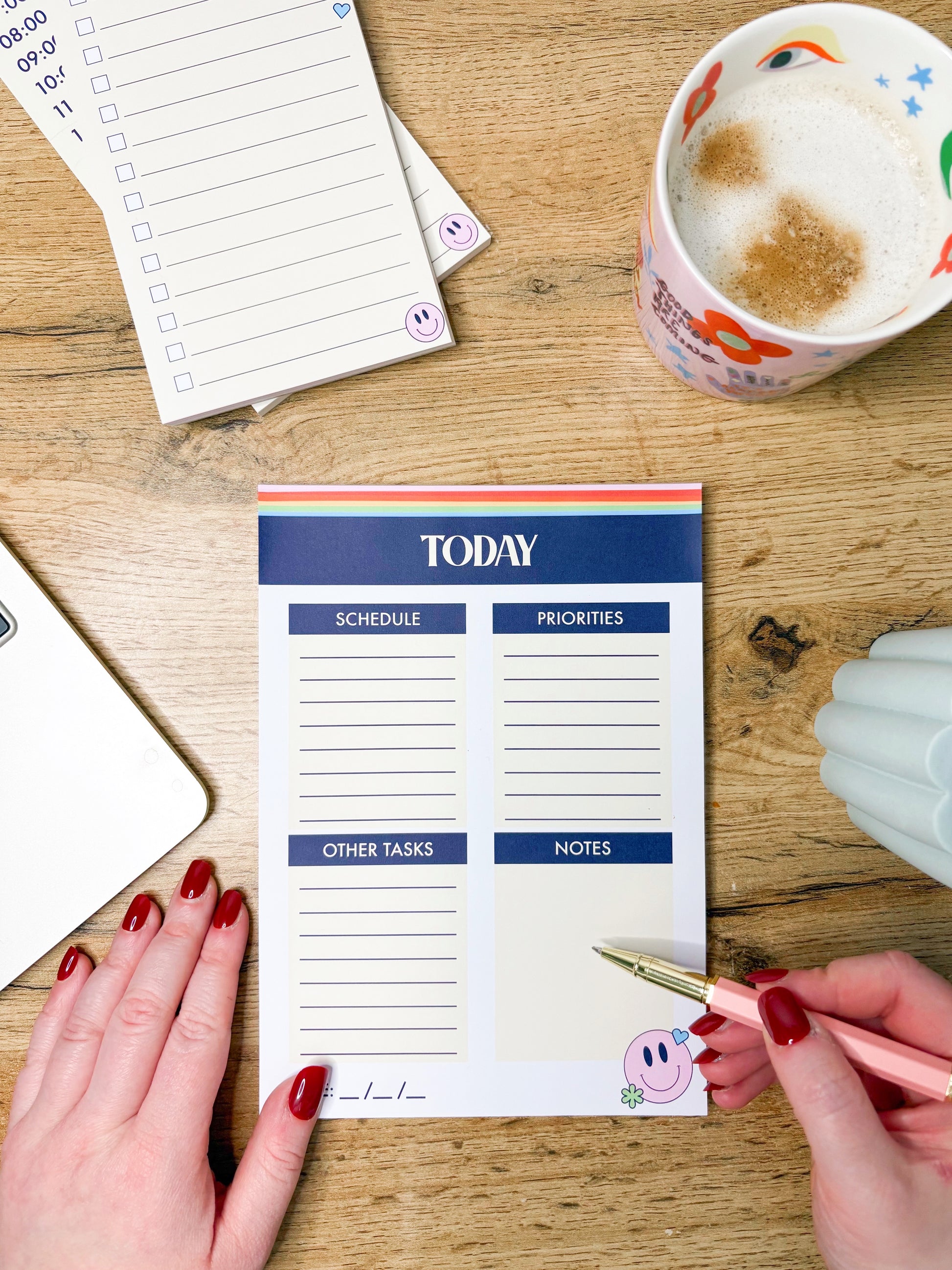 Stylish rainbow productivity time management planner for creative women