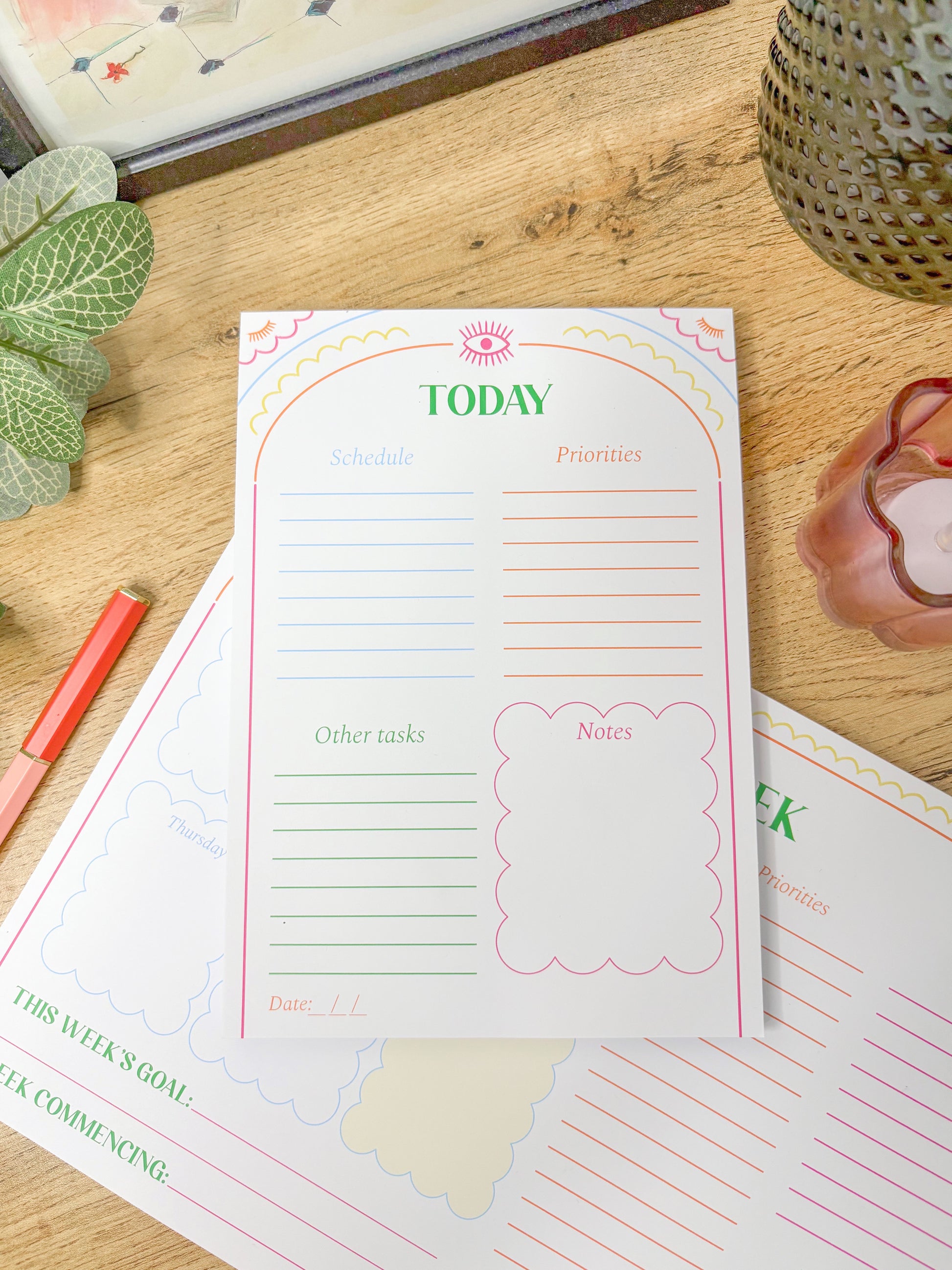 Stylish rainbow productivity time management planner for creative women