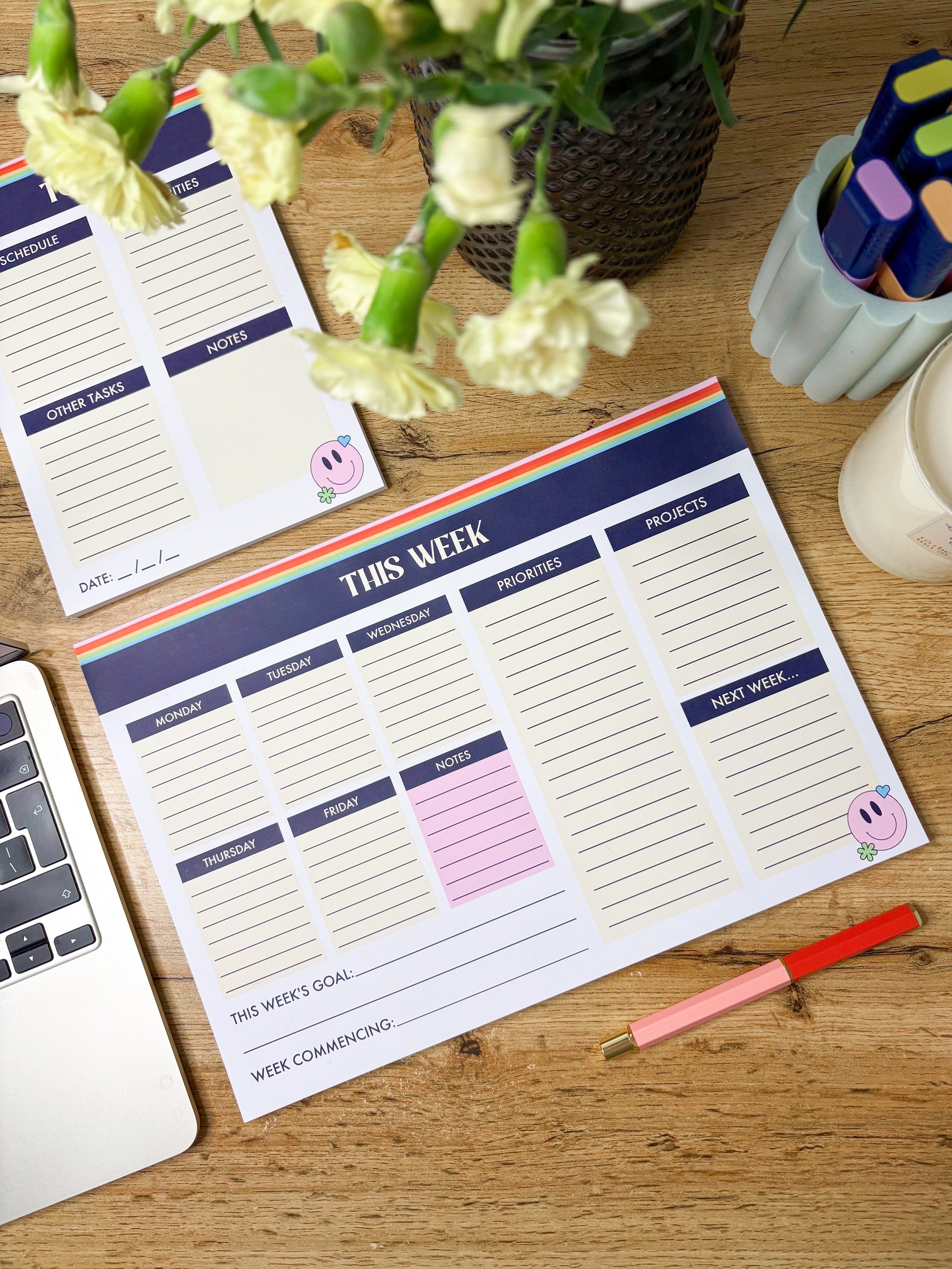 Stylish rainbow productivity time management planner