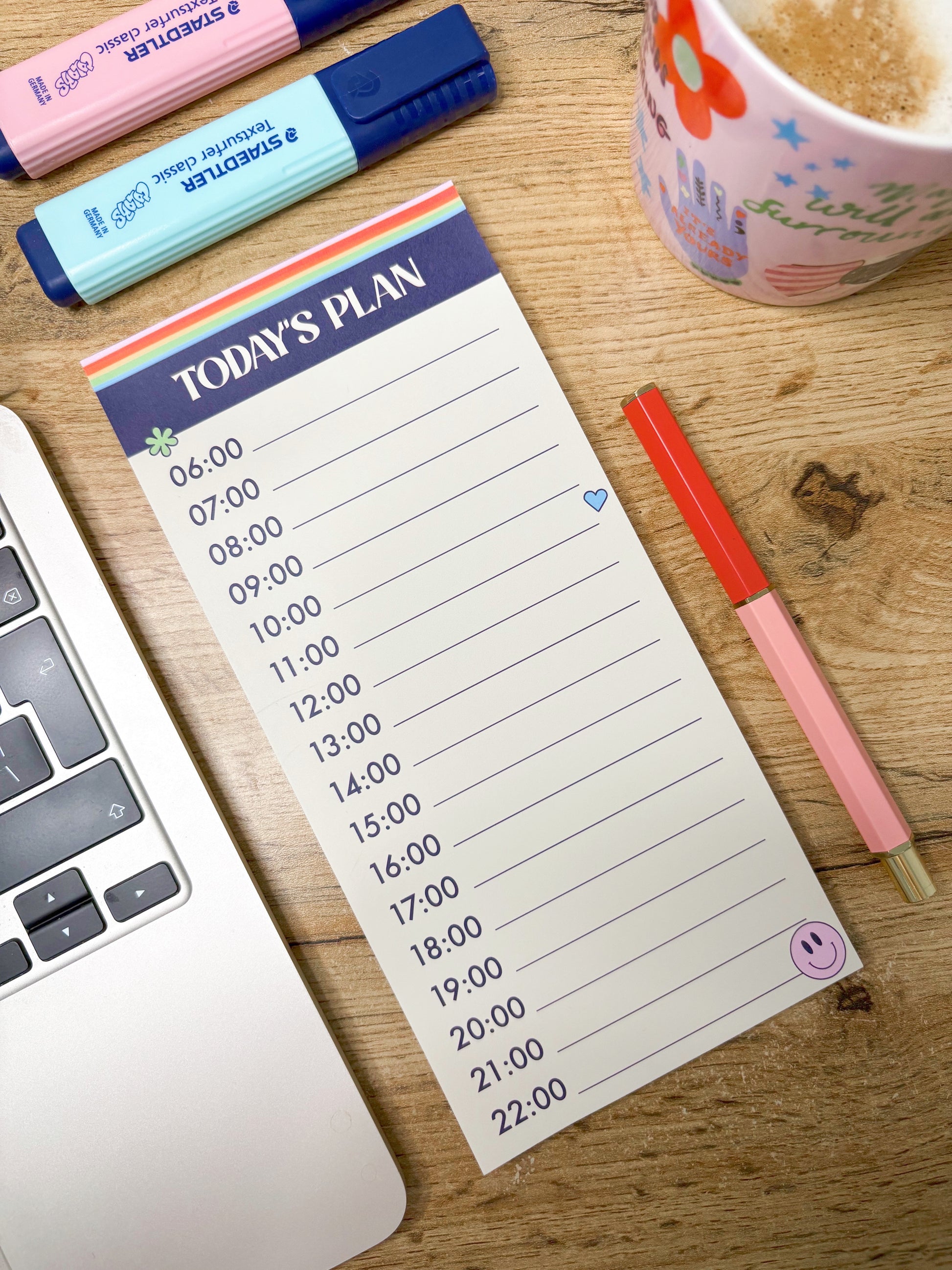 Stylish rainbow daily time management notepad
